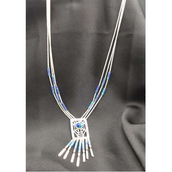 Sterling Silver and Turquoise Dreamcatcher Necklace - Picture 1 of 4